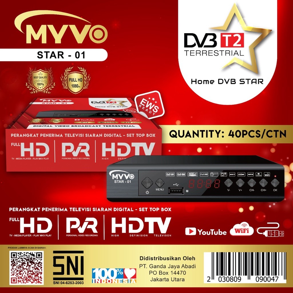 SET TOP BOX TV DIGITAL Myvo DVB HD / BOX TV Merek Myvo SNI