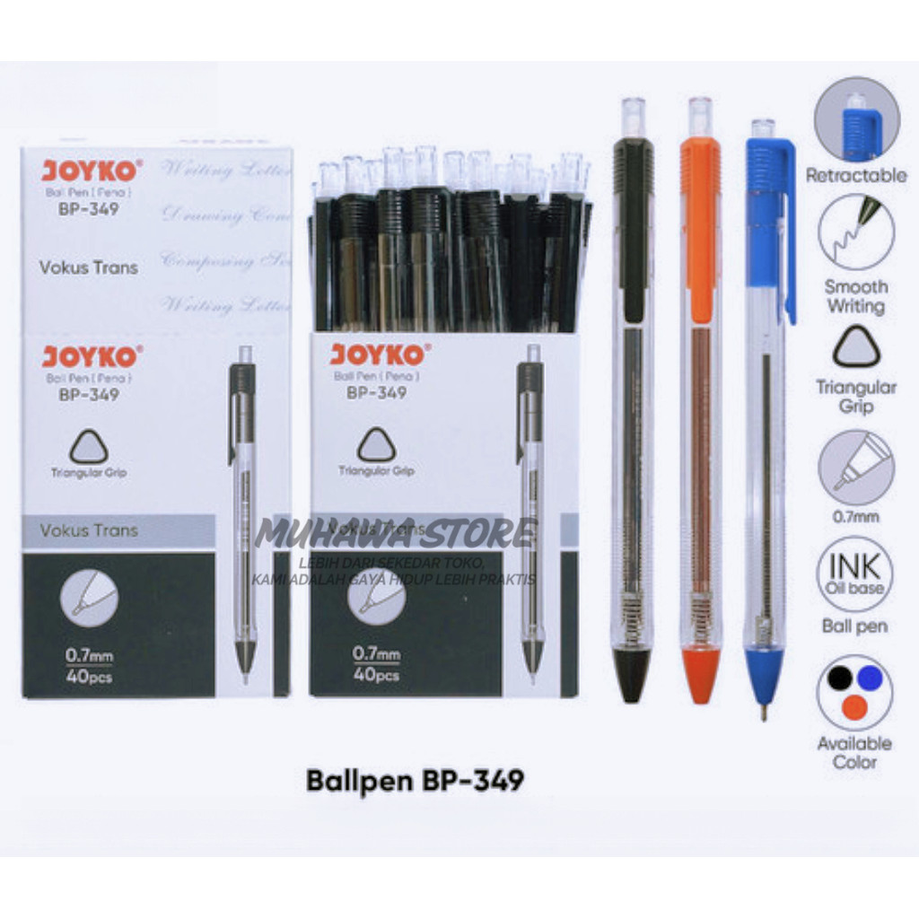 

JOYKO Ballpoint Vocus BP-349 Hitam - Bulpen Hitam 1 PACK - Pulpen Sekolah dan Kantor