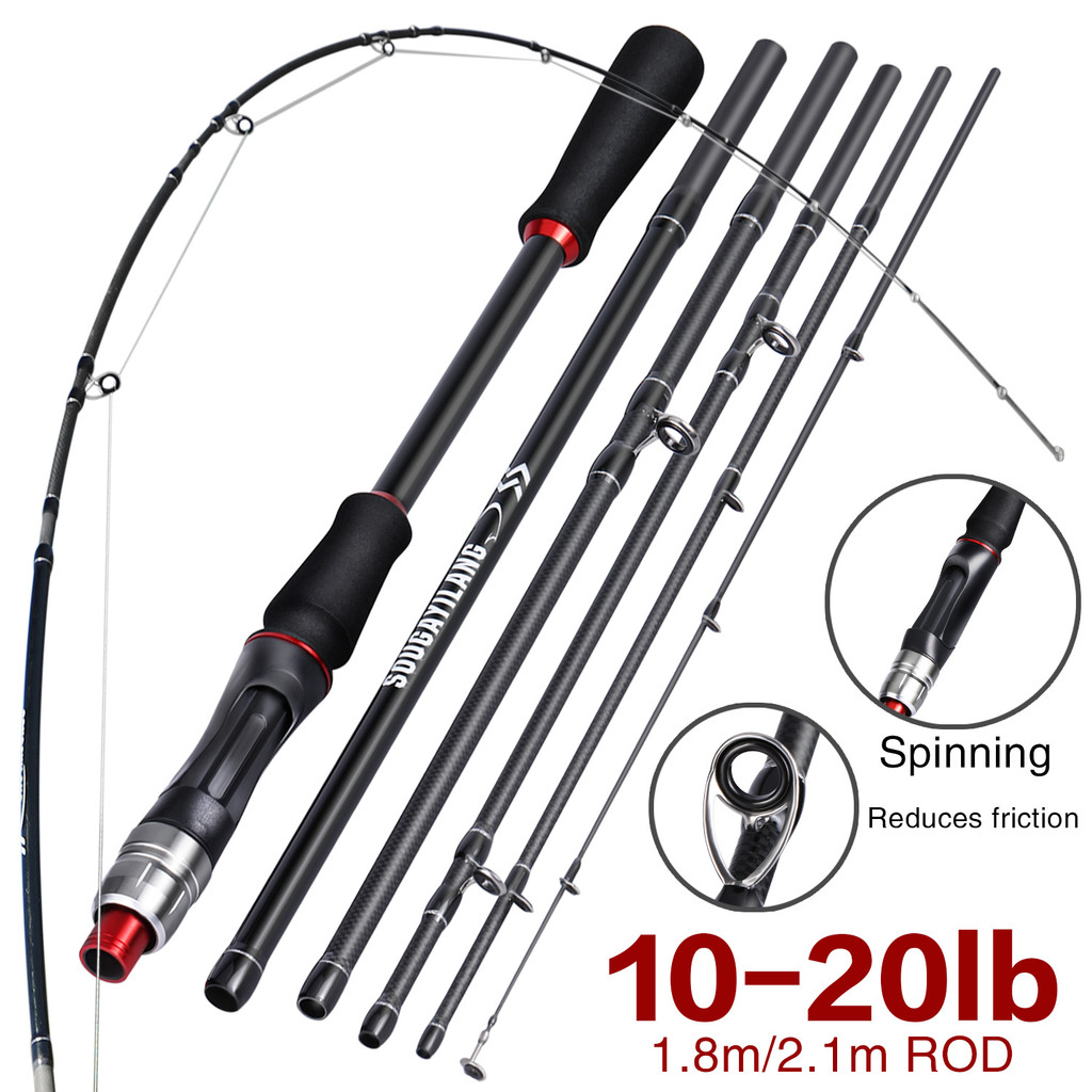 Sougayilang Fishing Rod Spinning/Casting Rod Power M Carbon Rod Pole 5/6 Sections Travel Fishing Pol