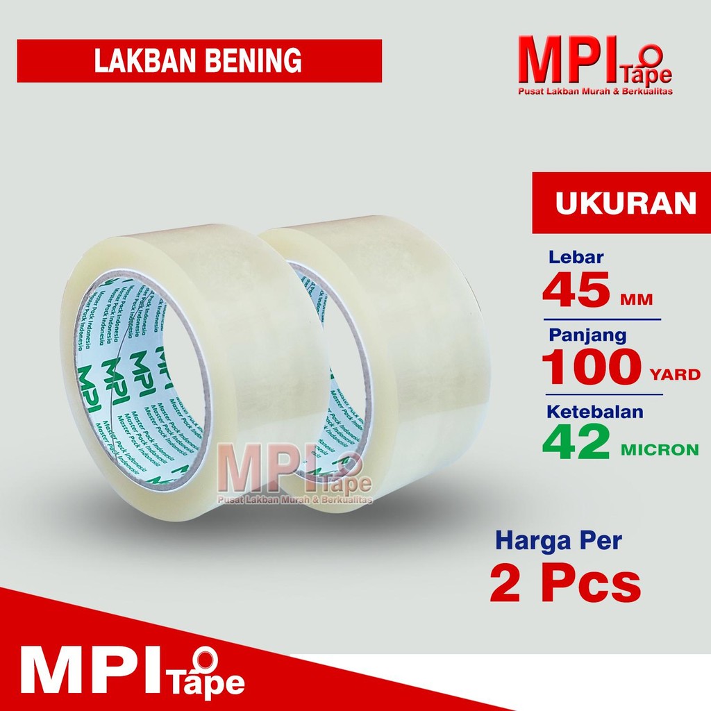 

2 Pcs - Lakban Bening Ekonomis 45 mm x 100 Yard - Lakban Packing - MPI