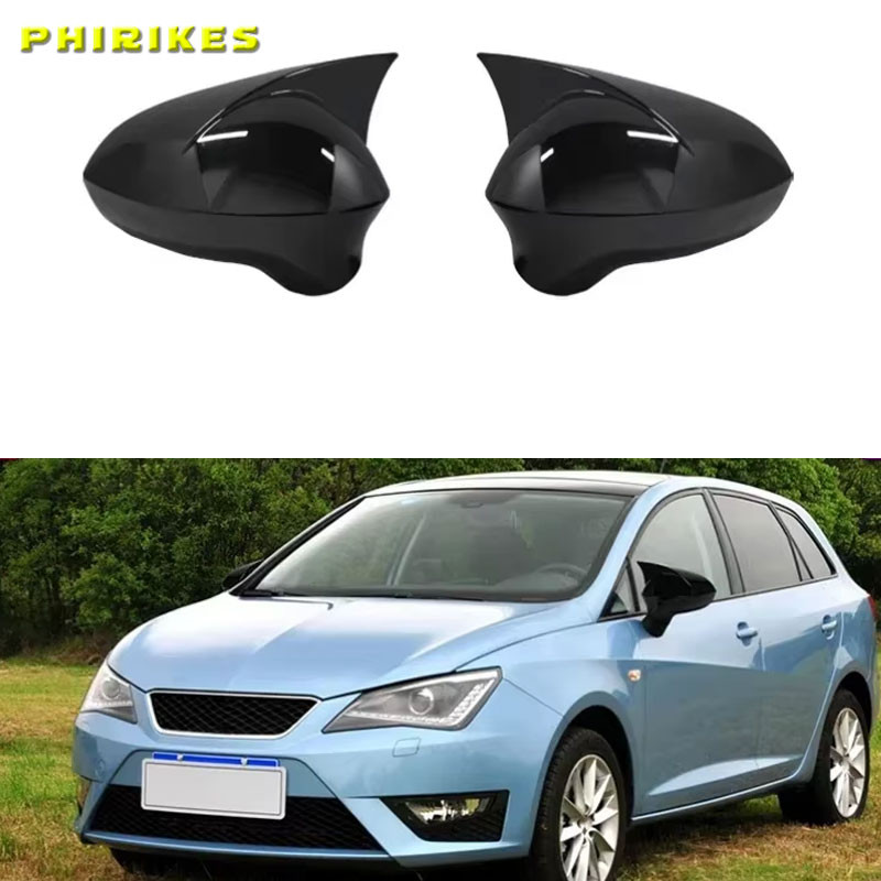 2 Pieces High Quality ABS Plastic Bat Style Mirror Covers Caps RearView Mirror Piano Black for Seat 