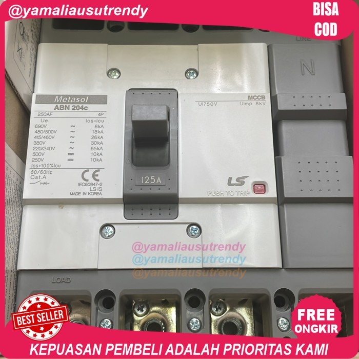 Free Ongkir Mccb 4p 4 pole 125A LS tipe ABN 204C