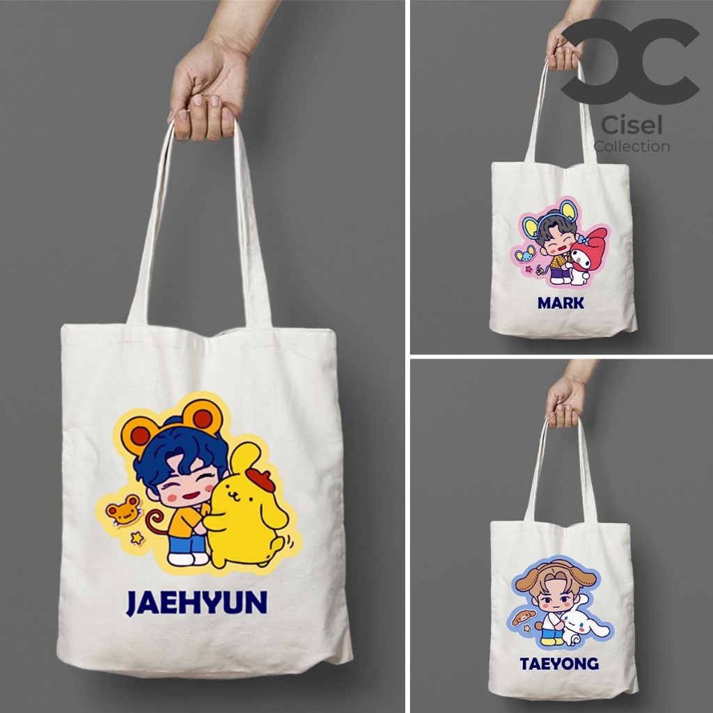 Tote Bag Tas Kanvas Resleting NCT Dream 127 WayV Sanrio Kpop Lucu Aesthetic Ukuran 35x40 Cisel Colle
