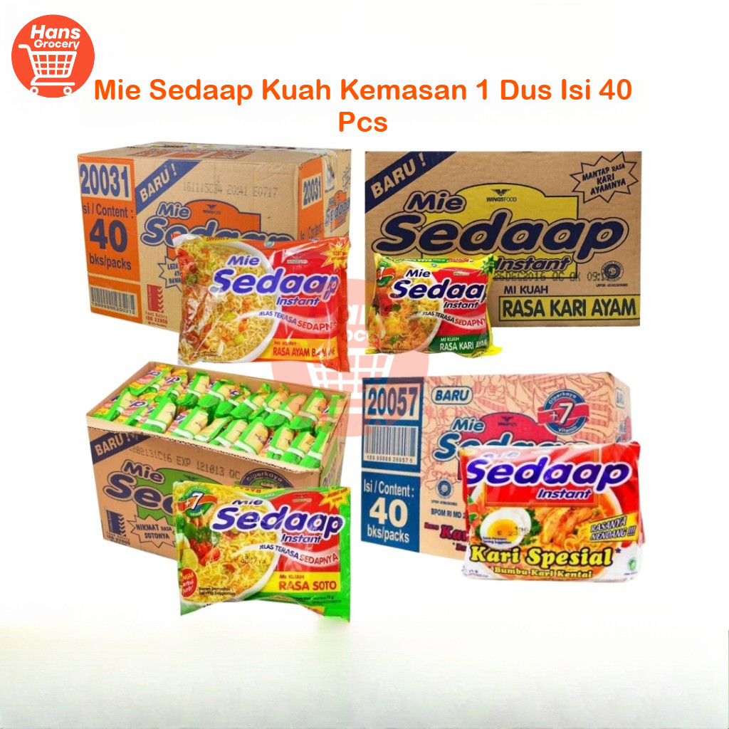 

Hans Mie Sedaap Instant Dus Mie Rebus All Varian Rasa Kemasan 1 Dus isi 40 Bungkus