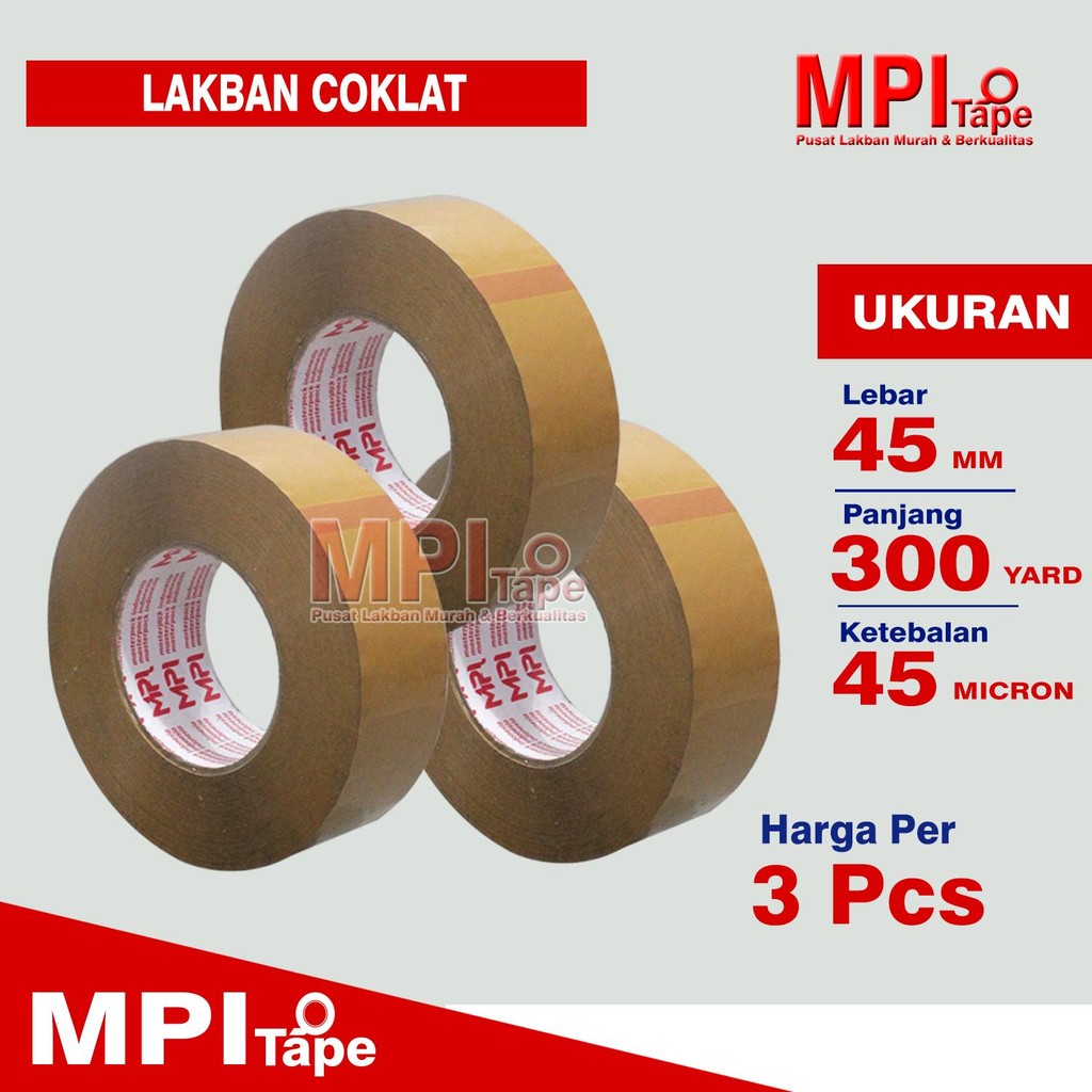 

3 Pcs - Lakban Coklat 45 mm x 300 Yard / Lakban Packing - MPI
