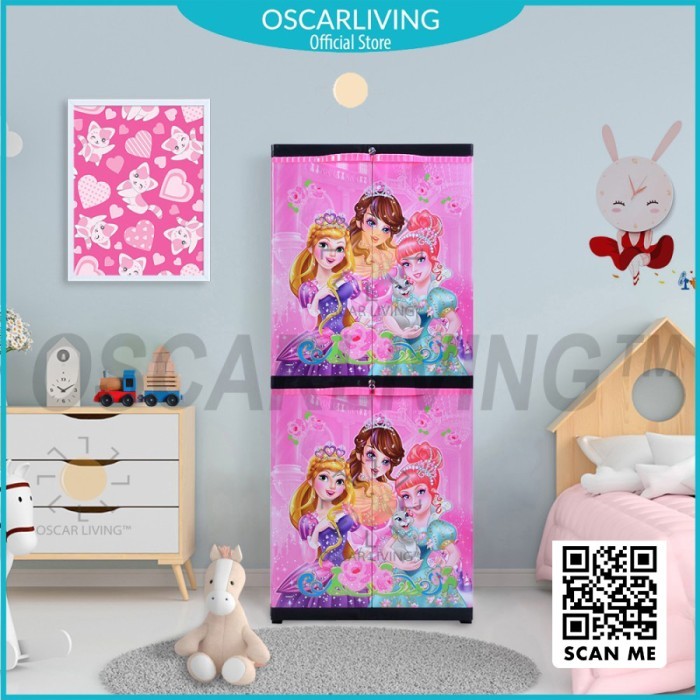 Sinbak Lemari Pakaian Plastik Motif Princess/Lemari Plastik Serbaguna