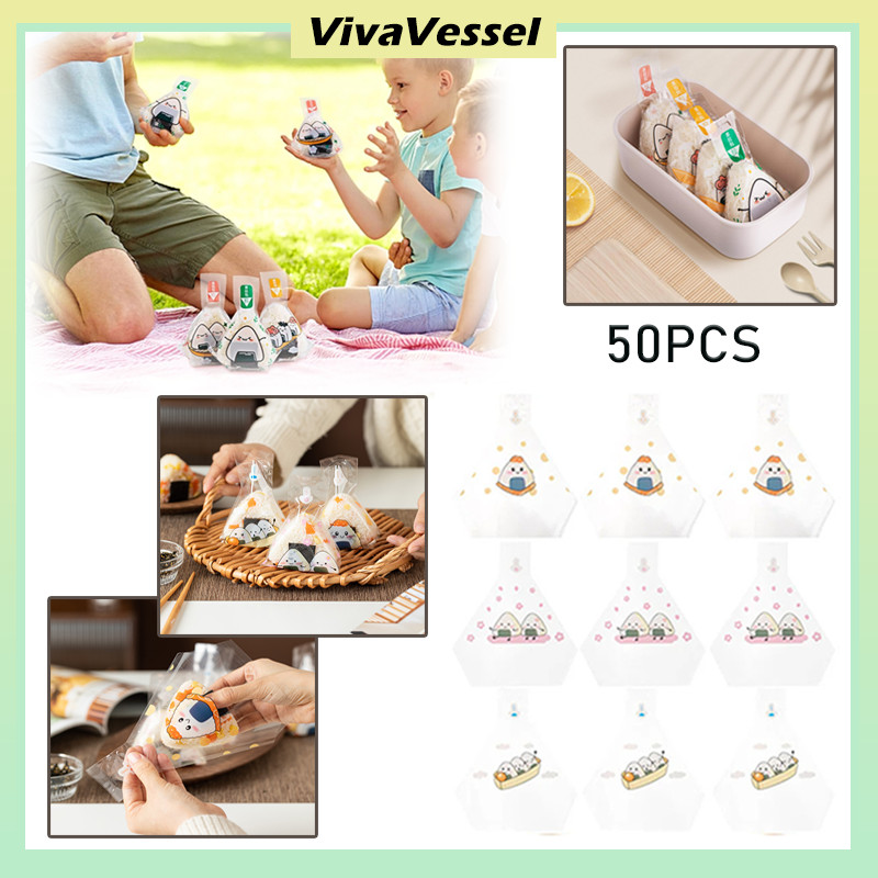 

Isi 50 Lembar Plastik Onigiri Segitiga Bungkus/Plastik Onigiri Motif Lucu/Sushi Nasi Wrapper Plastik