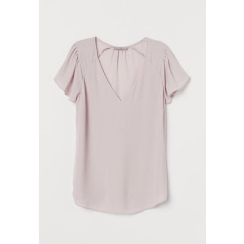 Blouse HnM Women Basic V Neck Peach Wanita Pink Salem