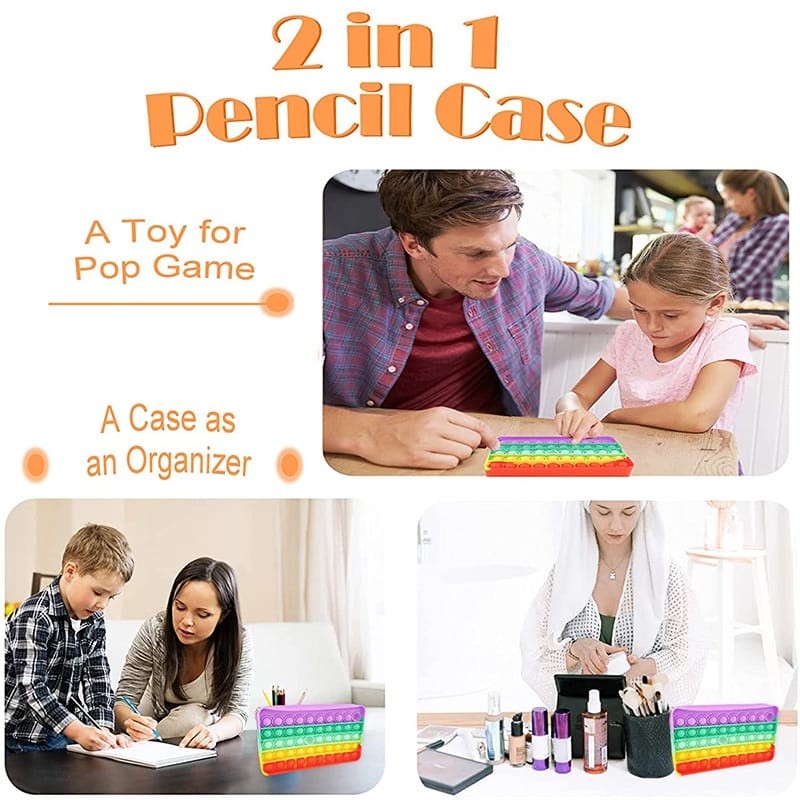 

ARFSHOPkotak pensil pop it 2in1 / big pop it pencil case / bag pops fidget toys push bubble pen holder sensory / kotak penyimpanan serbaguna