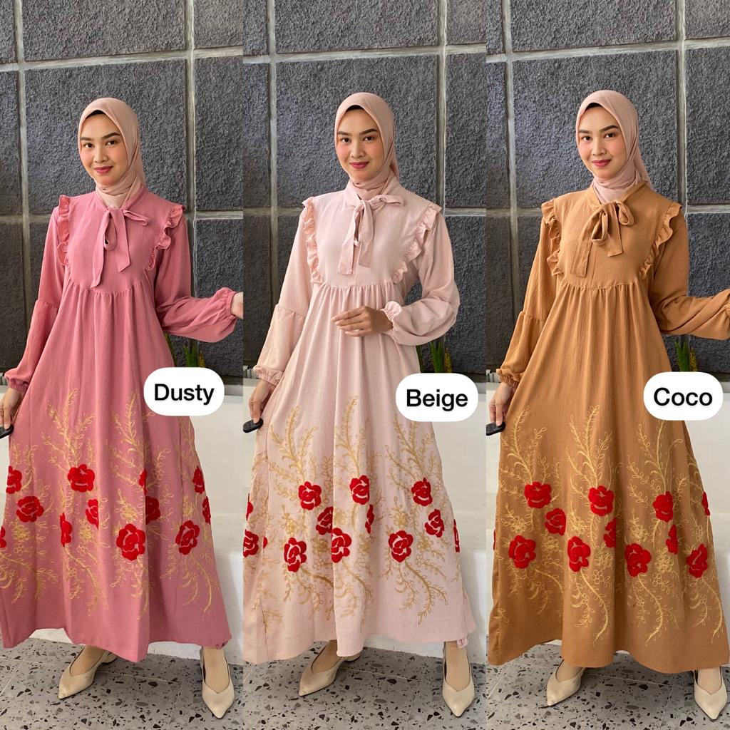 JEHANA DRESS - GAMIS AIRFLOW COMBINASI BORDIR - TANS COLLECTION