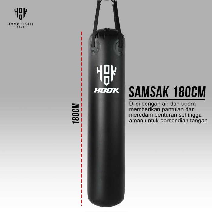 Samsak Air Udara 180cm Hook Sansak Muay Thai Samsak Tinju Gantung Hook Sandsack Silat Sarung Samsak 