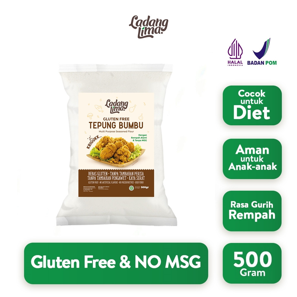 

Tepung Bumbu Serbaguna 500g - Ladang Lima Tepung Gluten Free NO MSG Biang Fried Chicken Crispy
