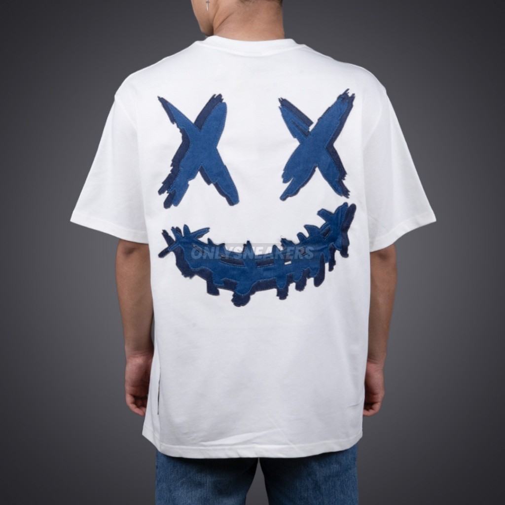 【COD】 RICKY IS CLOWN DOUBLE LAYER DENIM WHITE TEE