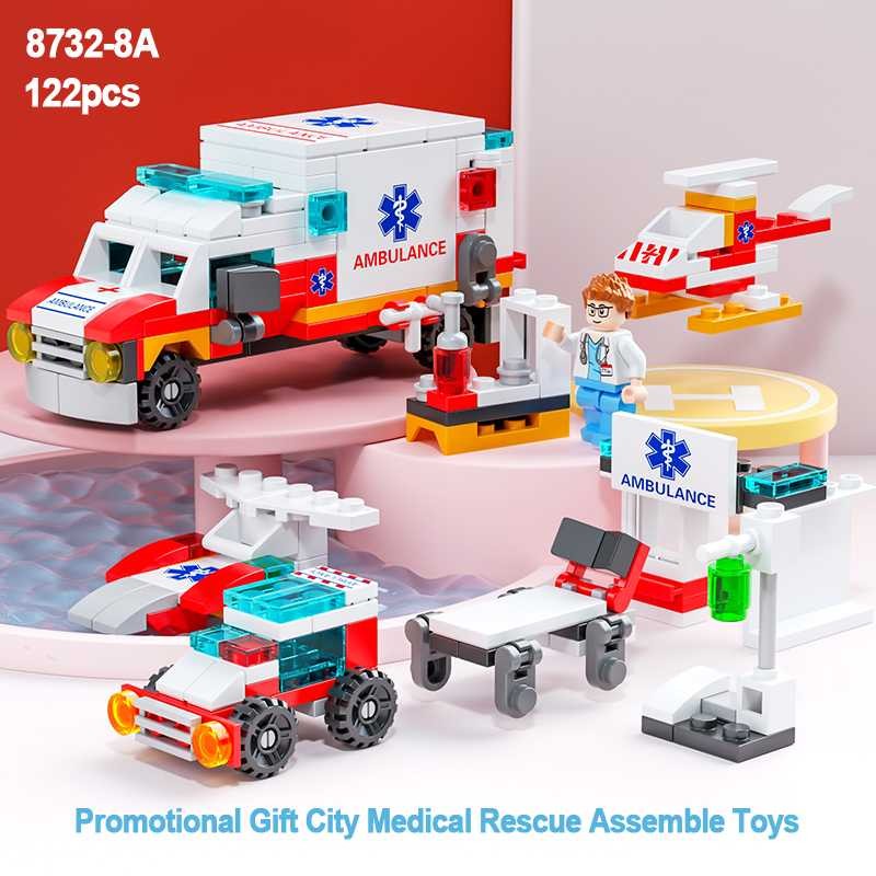 LELE BROTHER Mainan Balok Susun Medical Ambulance 6in1 LEGO 122 Bricks - 8732-8 -FG37