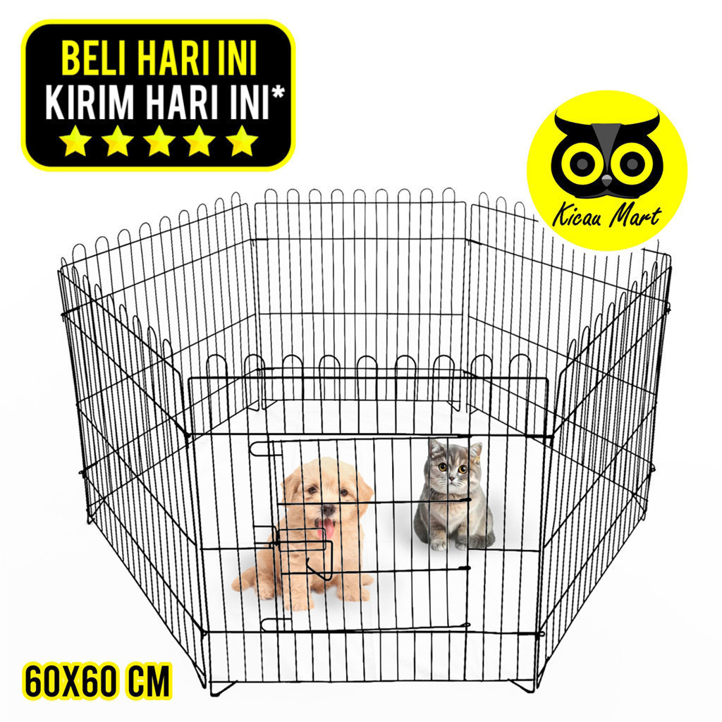KICAU MART Kandang Hewan Pagar Pintu Size 60x60 Kandang Kucing Cat Kitten Anjing Kelinci Pembatas Ru