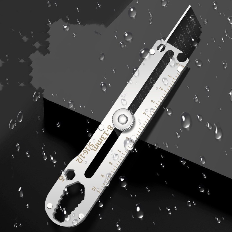 

Cutter Besi 9in1 9 in 1 Pisau Cuter Stainless Steel 15mm Pemotong Serbaguna Anti Karat Pembuka Tutup Botol Baut Sekrup Penggaris 10 CM Ukur Wrench EDC Kater Tajam Kunci Pas 6 8 9 10 11 12 13 Refill Pisau Isi 10 Pcs Alat Potong 18mm