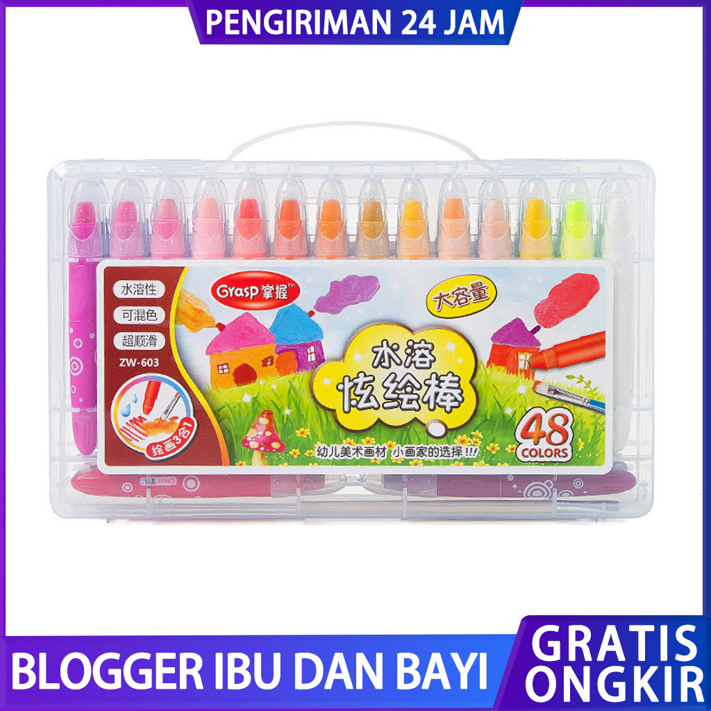 

12/36/48pcs Crayon Grasp Mata Sedang Krayon Lembut Water Soluble Crayon