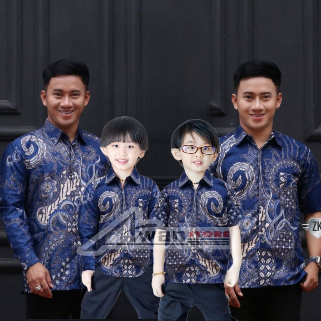 BEST SELLER Terbaru Kemeja batik ayah dan Kemeja batik anak cowok BATIK Warna Biru elektrik Batik Pr