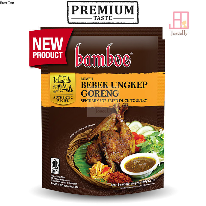 

JOSCELLY.ID BAMBOE Premium / Authentic Recipe Bumbu Bebek Ungkep Goreng Spice Mix for Fried Duck / Poultry