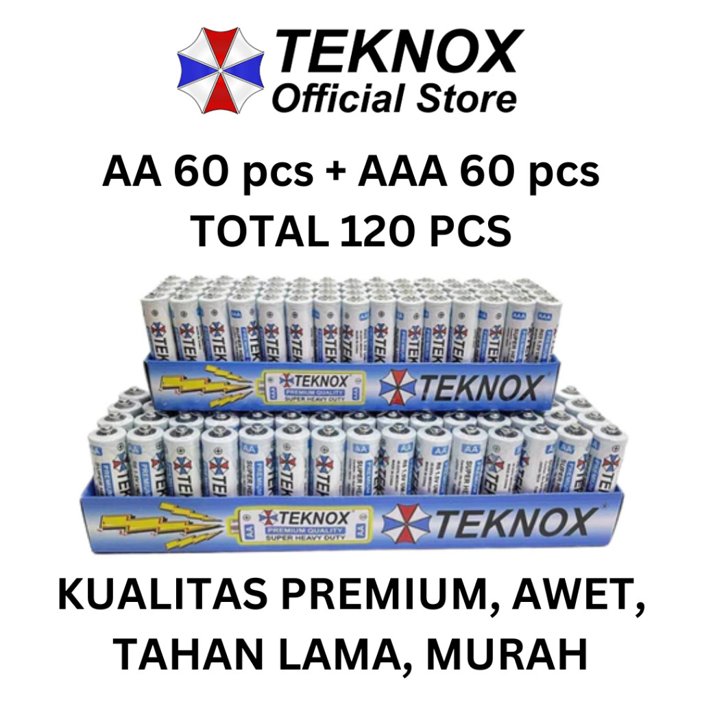(60 pcs) TEKNOX Baterai AA / A2 Batre Jam Dinding Timbangan Remote RC AAA / A3 Premium Quality
