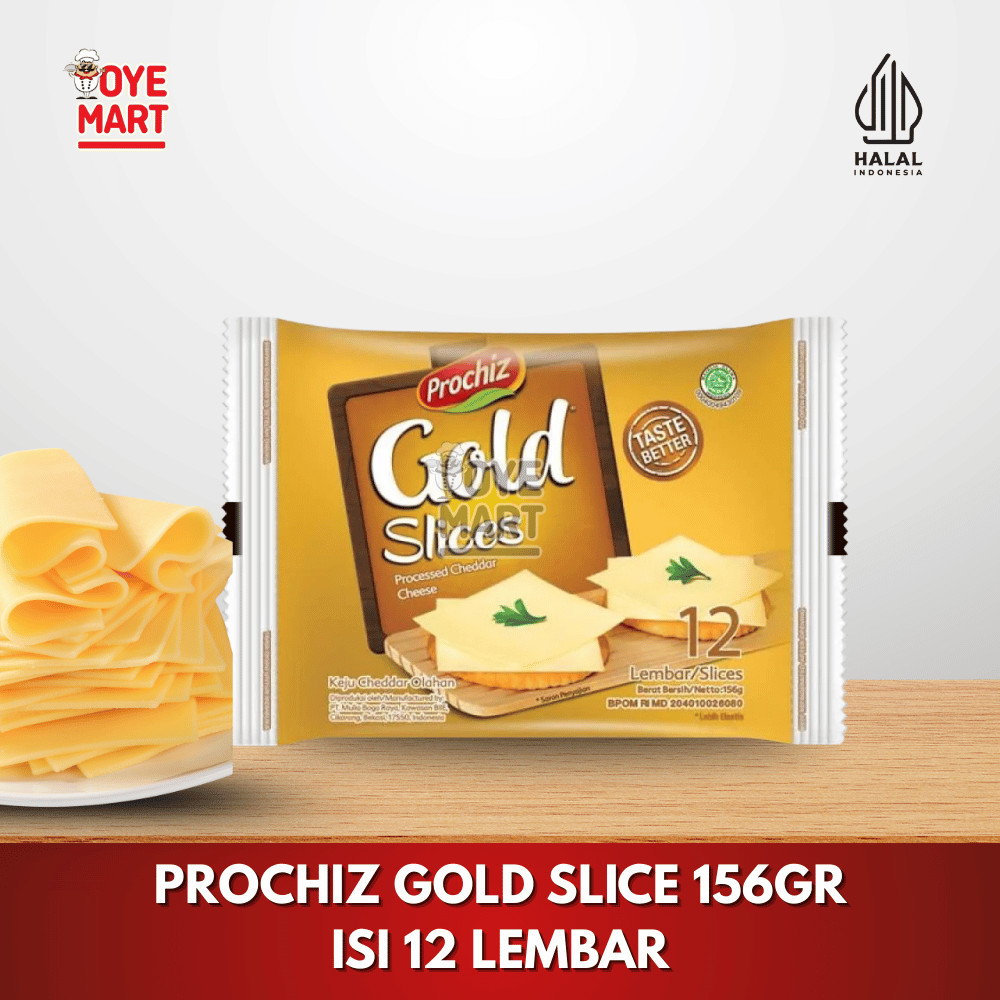 

PROCHIZ GOLD SLICE 156GR ISI 12 LEMBAR / KEJU CHEDDAR OLAHAN SLICE