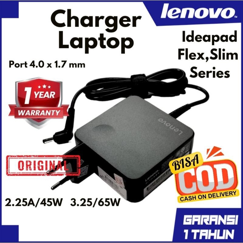 Charger Laptop Lenovo Original Small Plug Pin Bulat Ideapad 100 100-14 110 110S 120 130 310 320 330 
