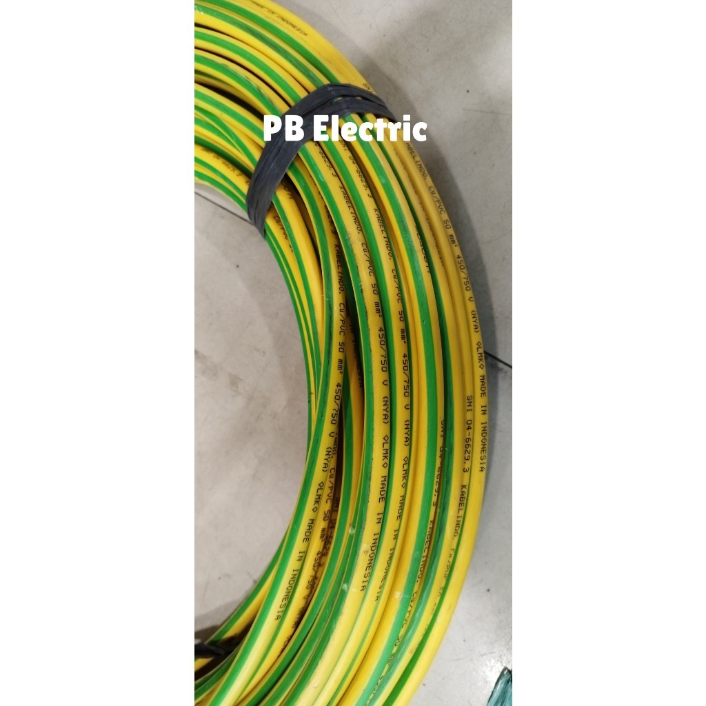 Kabel NYA 50 mm Merk Kabelindo / Kabel NYA 50 mm Kuning Hijau