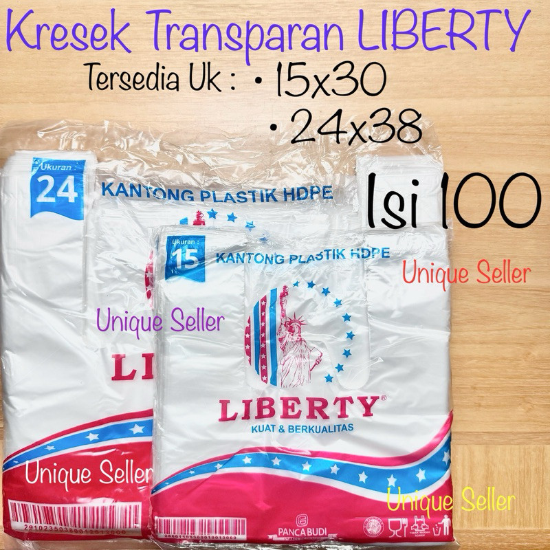 [Isi100] Kresek Transparan uk 15 24 LIBERTY / Kantong Kresek Transparan LIBERTY uk 15x30 24x38 / Kan