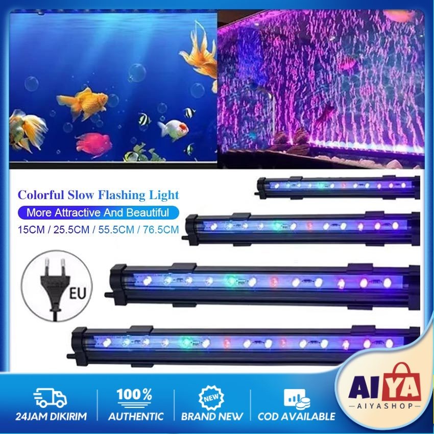 Lampu Led Celup Aquarium Aquascape Akuarium Ukuran 15-76.5Cm Warna Warni Lampu Gelembung Oksigen Led