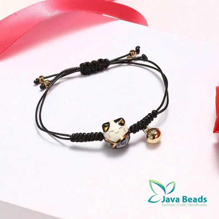 

[Best Seller] Gelang Lucky Cat Ceramic - Hitam