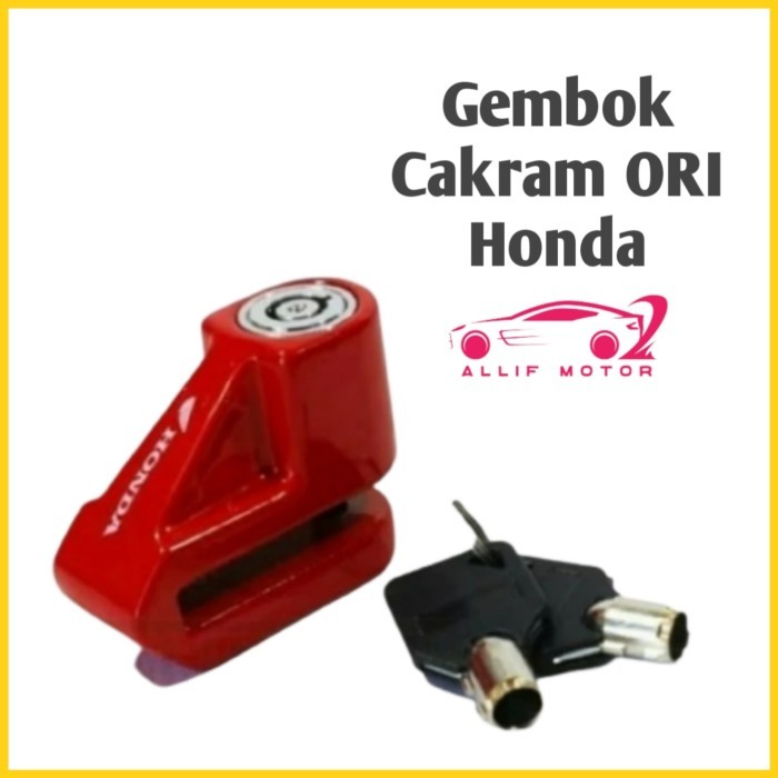 Gembok merah Kunci Disk Cakram Gembok Piringan Honda Asli Ori AHM - Gembok AHM