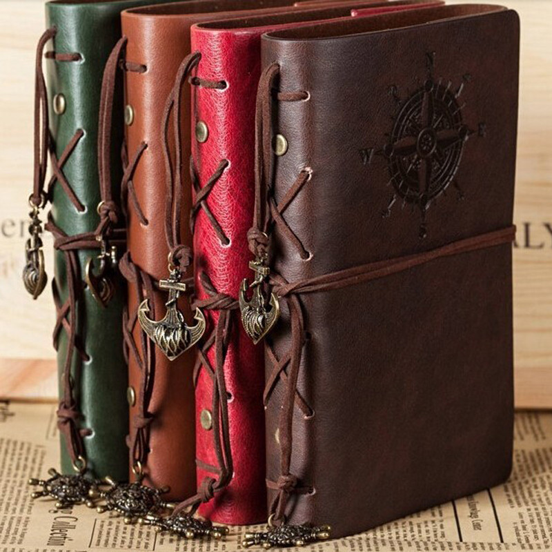 

Retro Spiral Notebook Diary Notepad Vintage Pirate Anchors PU Leather Note Book Replaceable Stationery Gift Traveler Journal