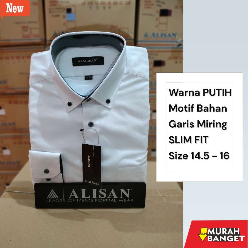 Kemeja formal pria Alisan Kemeja Pria Lengan Panjang Motif Garis ORIGINAL