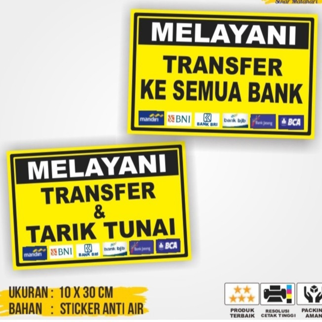 

Sticker Tarik Tunai/Transfer/Tarik Tunai Dan Transfer/Jual Stiker Transfer Antar Bank Multi Sticker