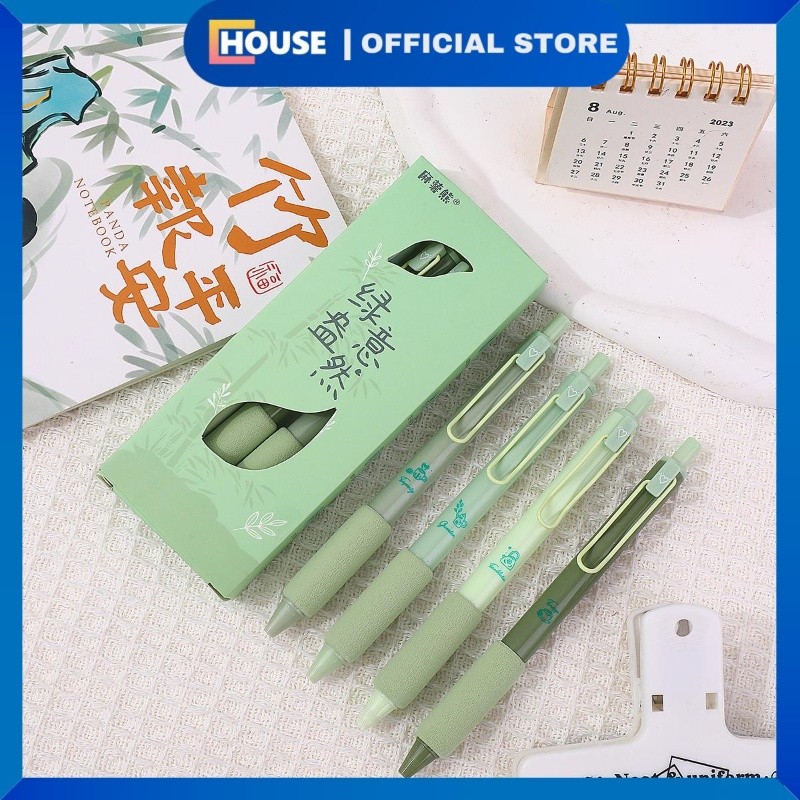 

UHOUSE Pulpen Tinta Gel / Gel Pen 0.5MM / Gel Pena Perlindungan Jari Yang Nyaman / Pegangan Lembut Pena Netral /1 SET ISI 4 PCS