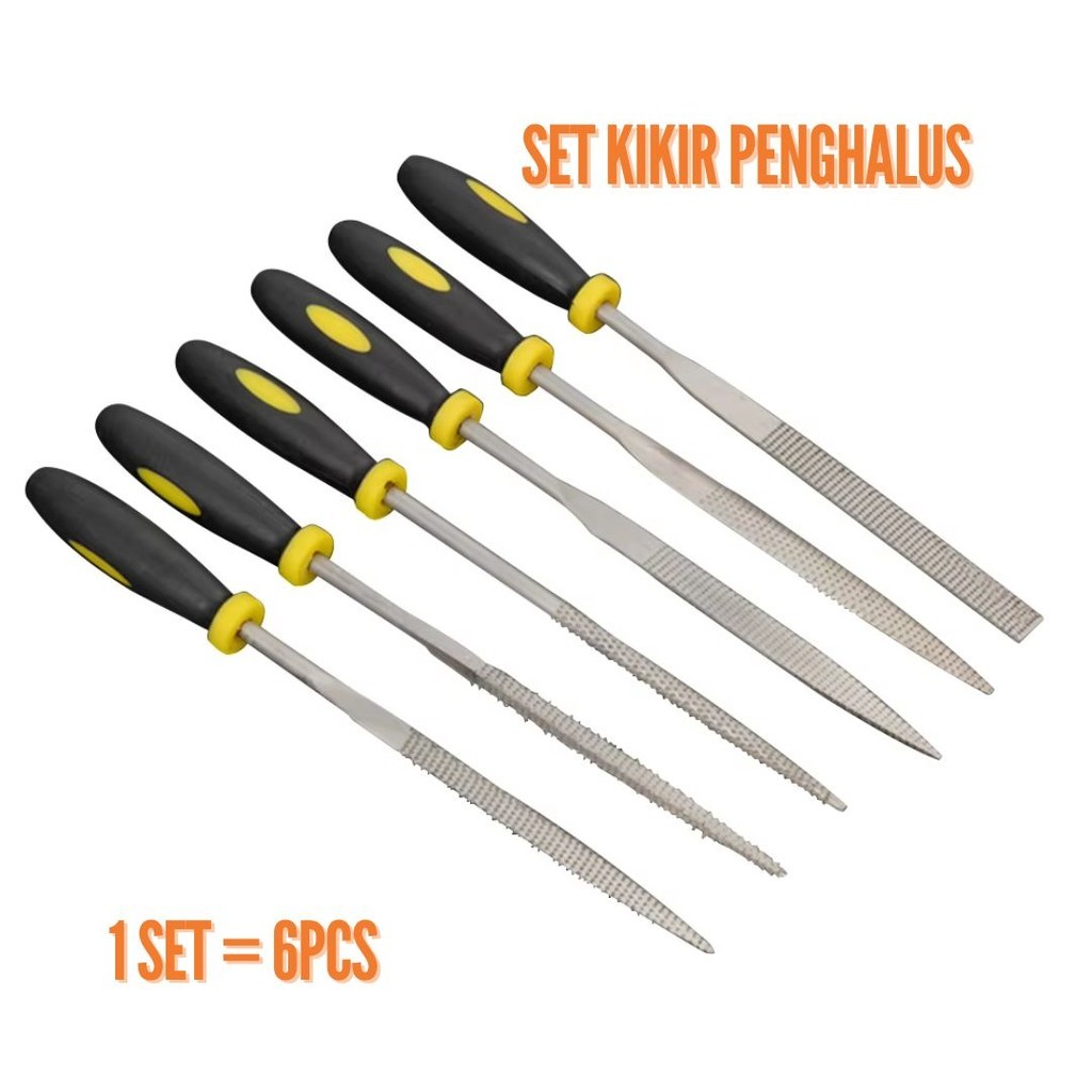 Set 6 Pcs Kikir Besi Kecil Penghalus Perkakas Steel 14cm 3mm Kayu
