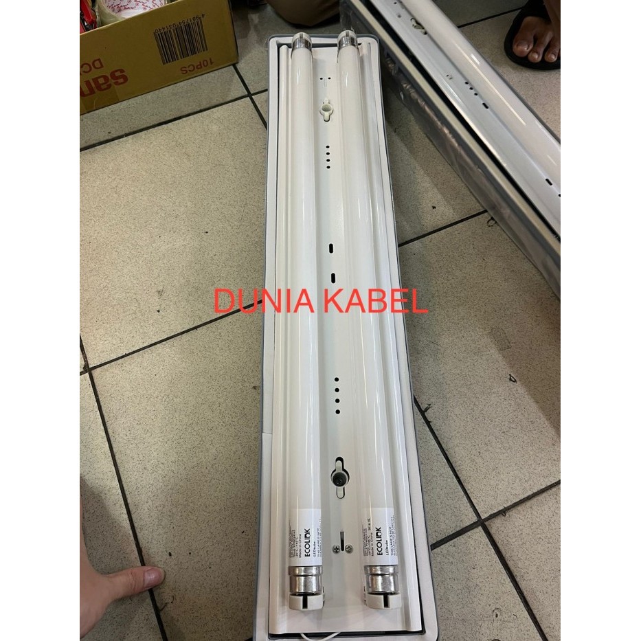 Set Kap Lampu TL LED T8 2x18 watt 2x20 Waterproof IP65 60cm