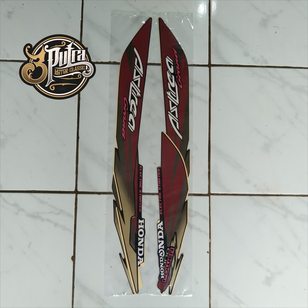 striping motor / stiker lis honda Astrea Grand 97 Limited Edition Merah