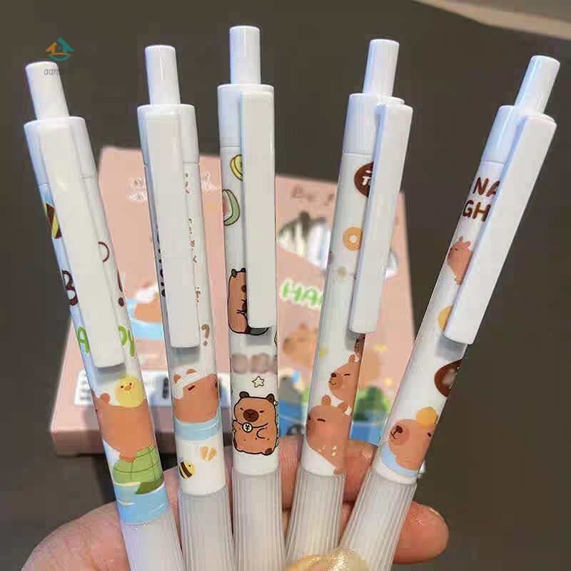 

COD❤️Set Pena Tekan Capybara Pena Netral Kartun Lucu Pena Netral Hitam untuk Pelajar