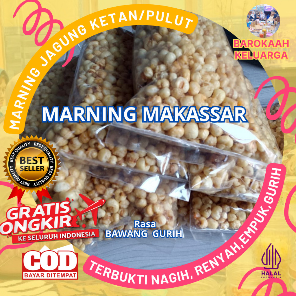 

MAKARONI SNACK MARNING JAGUNG SUPER EMPUK/ MARNING JAGUNG SULTAN KILOAN 100 gr, 250 gr 500 gr, 1KG GURIH BAWANG HARGA SPESIAL