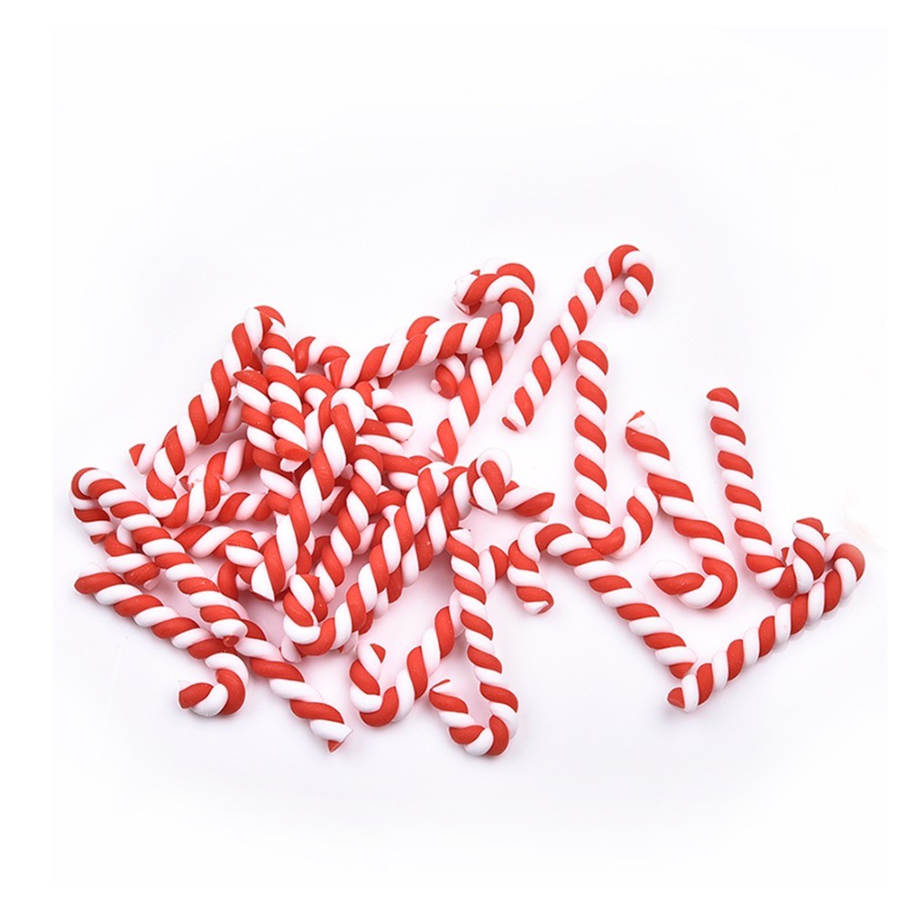 

15/30/60/90pcs Kawaii Resin Flatback Cabochons Scrapbooking Clay Christmas Red White Candy Cane Craft Home Christmas Decoration