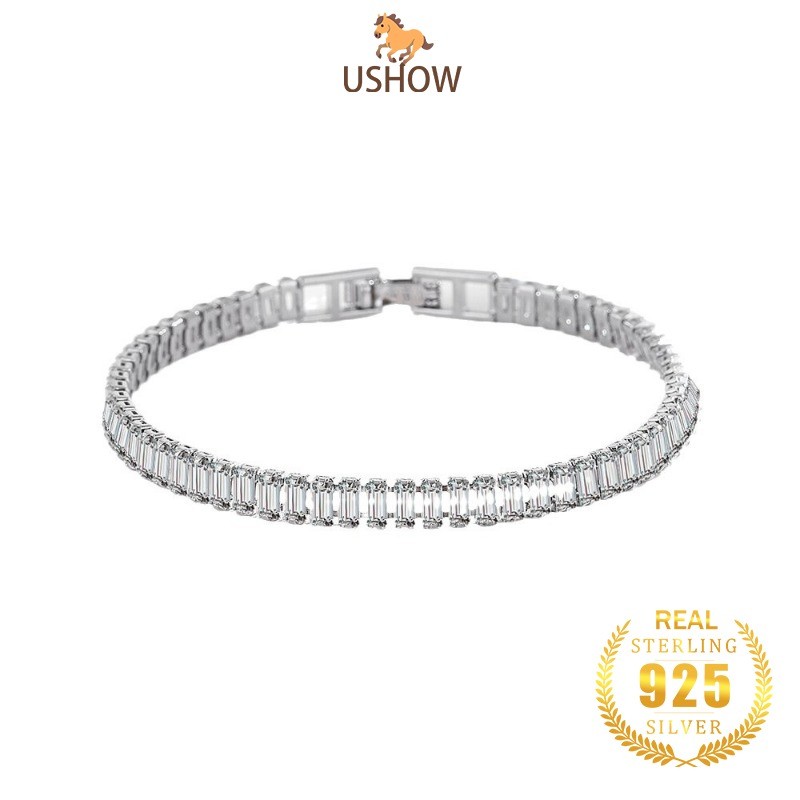 USHOW 5A Zircon Gelang Pasangan Perhiasan Wanita