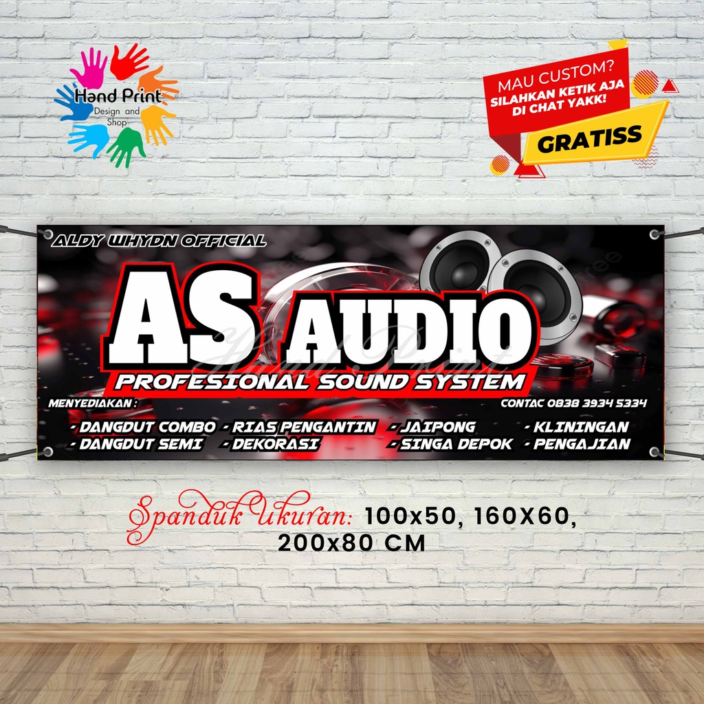 Cetak Spanduk Banner Audio Sound System Hitam MMT Spanduk Custom 200x80