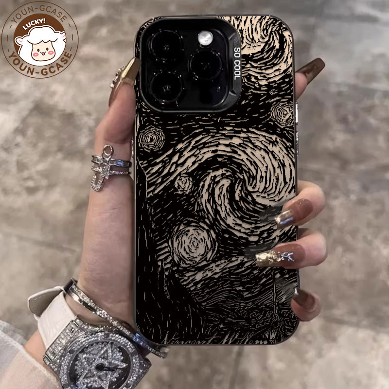 Anime cartoon characters Black oil painting graffiti Case Kompatibel Untuk iPhone XR 11 15 13 12 14 