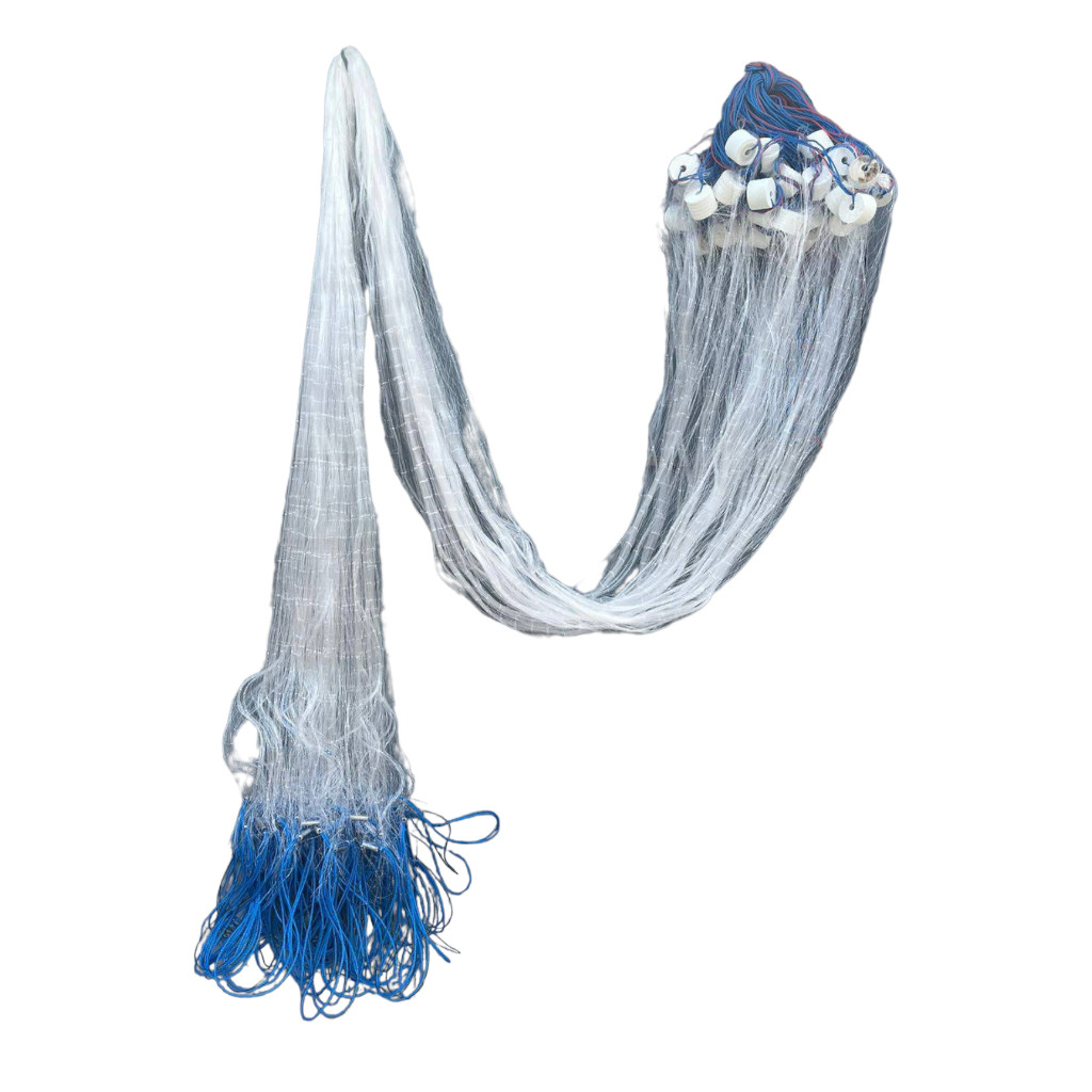 Jaring ikan siap pakai 3 lapis tinggi 3m Panjang 50m jaring dalam 11/2in 0,15mm jaring luar 3in 0,20