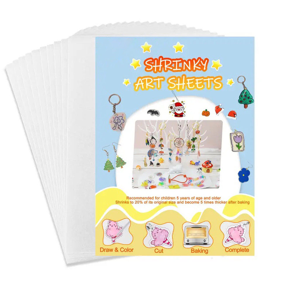 10-50PCS Shrink Plastic Sheets Heat Shrinky Plastic Film for Kids Creative Crafts DIY Earrings Neckl