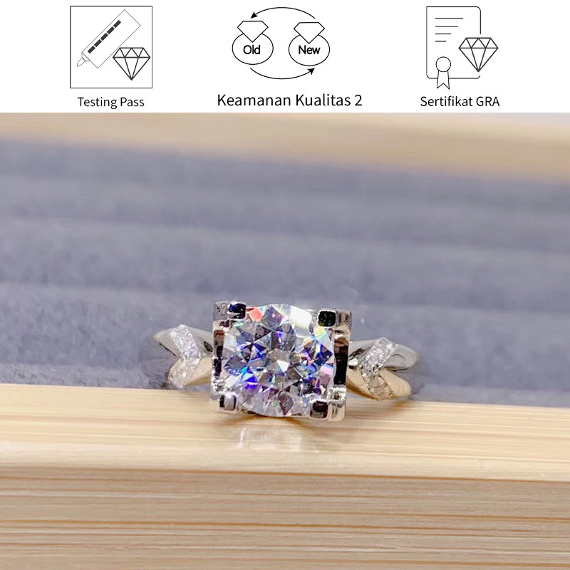 SikRoad Cincin Moissanite Pt950 Gadis Emas