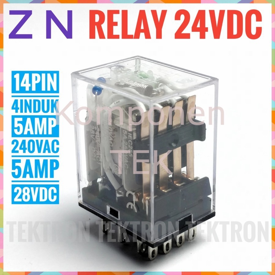 ZN Relay 24VDC 14pin 4induk 5A 240VAC 28VDC 14p 24V MY4N MY4