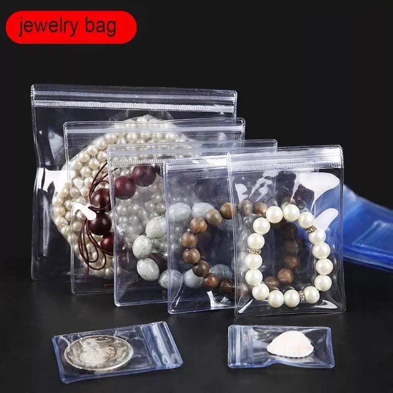 

100Pcs High Quality PVC Plastic Self Sealing Packaging Bag Thick Clear Zip Lock Earrings with Zipper Jewelry Bag