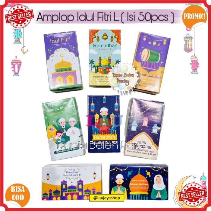 

(DBPT) LAU JAYA SHOP [50Lembar] Amplop Lebaran Idul Fitri / Angpao Lebaran Box Mika Size L - G-04